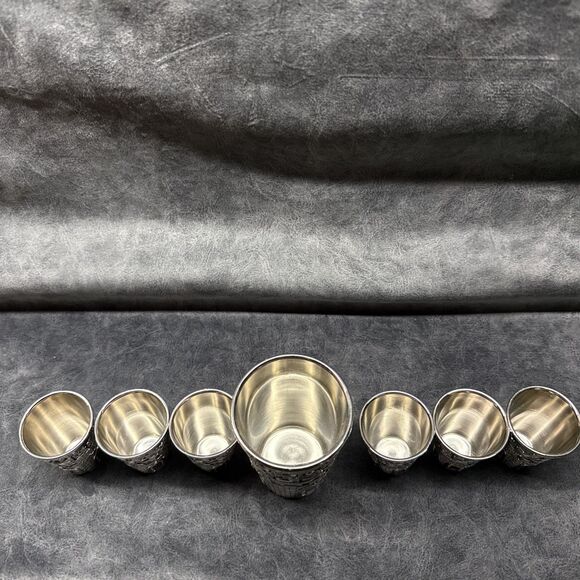 Karshi Jerusalem Motif Kiddush Fountain Cup & 6 Small Cups - Picture 4 of 8